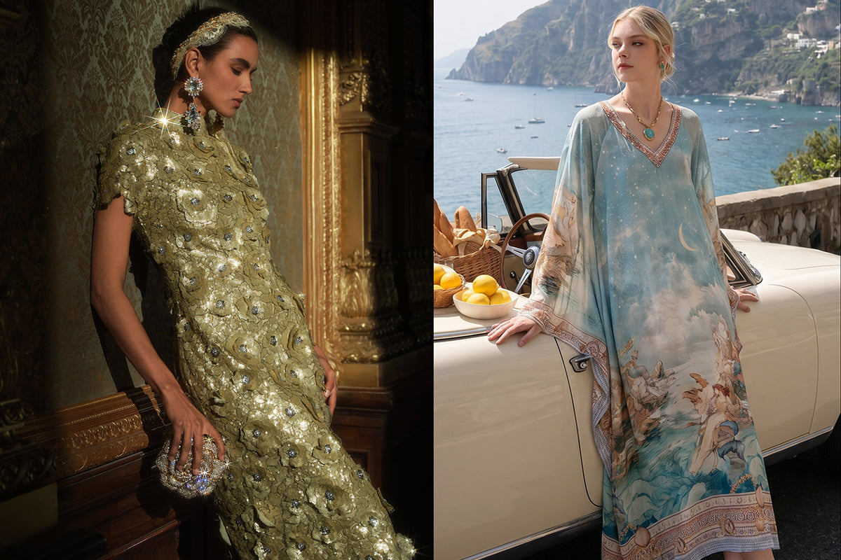 richradiqs embellished dress and kaftan resort look