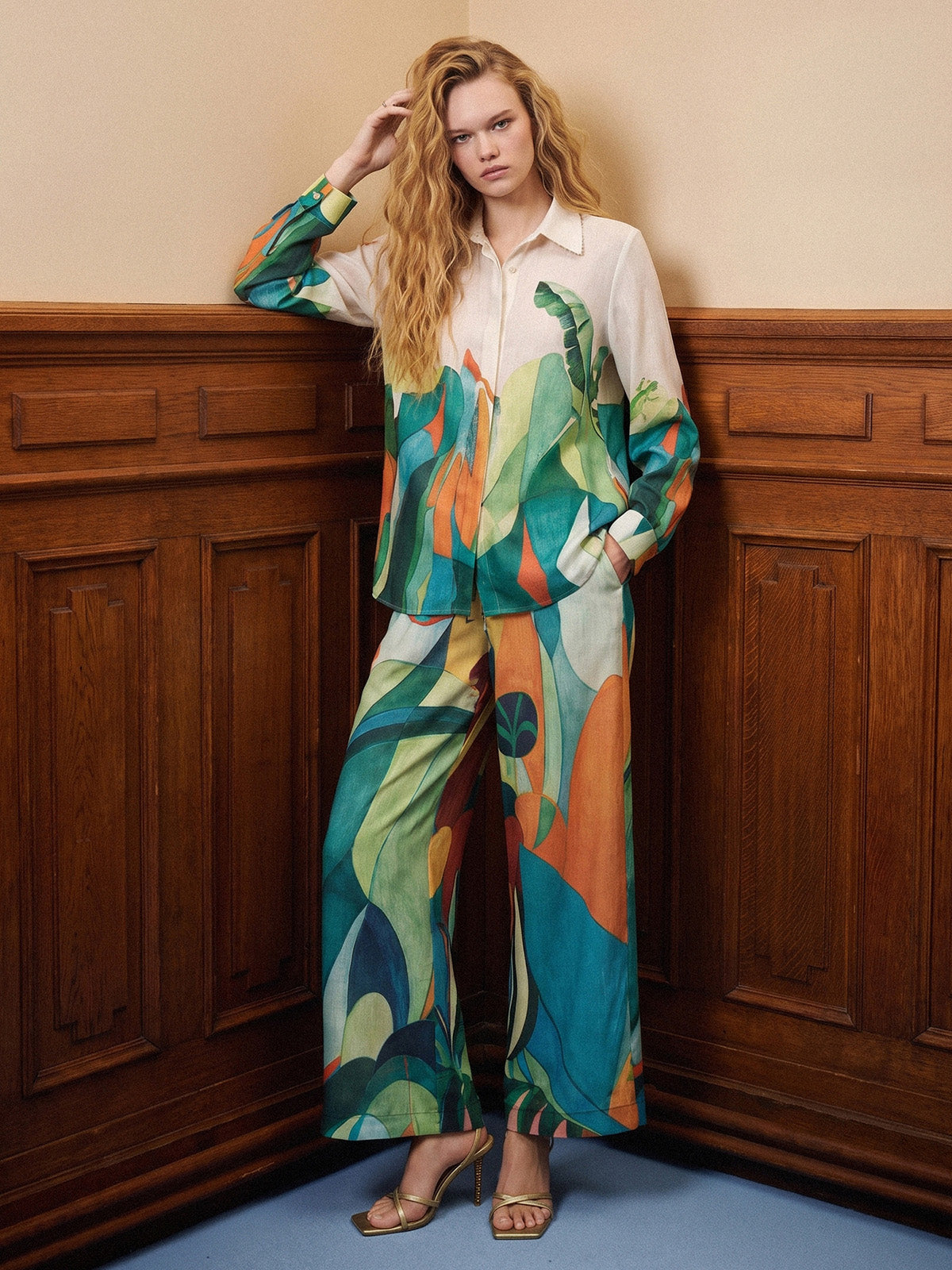 Beaded Tropical Abstract Print Set
