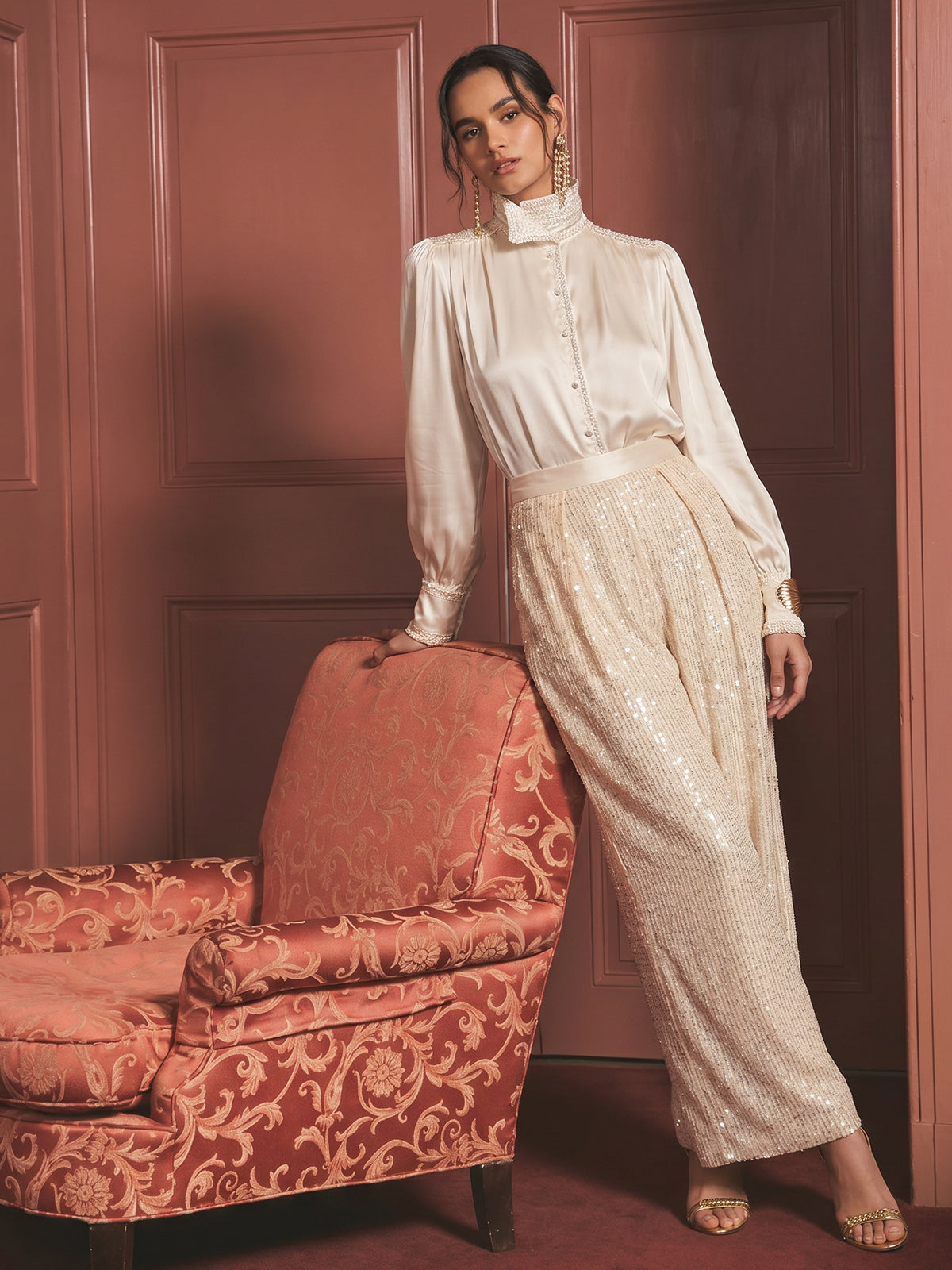 Court-Inspired Beaded Trousers