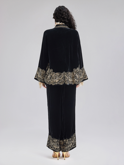Luxe Velvet Embroidered Set (Belt Not Included)
