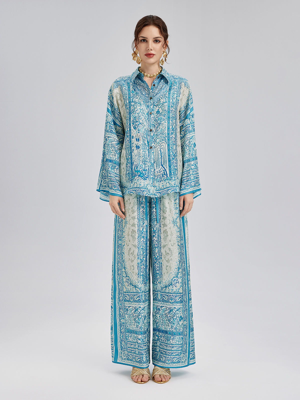 Baroque Printed Silk Lounge Set