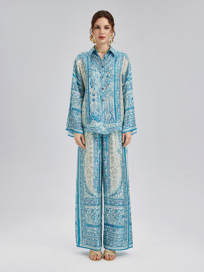 Baroque Printed Silk Lounge Set