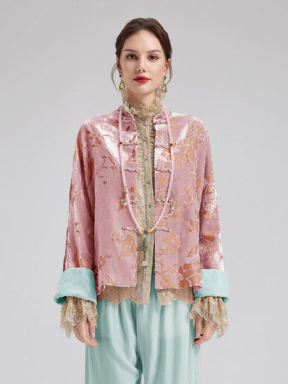 Neo Chinese Style Velvet Floral Jacket
