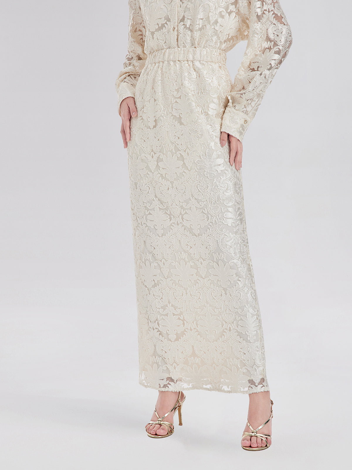 Modern Chinese Burnout Midi Skirt