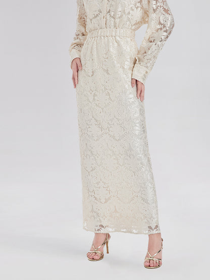 Modern Chinese Burnout Midi Skirt