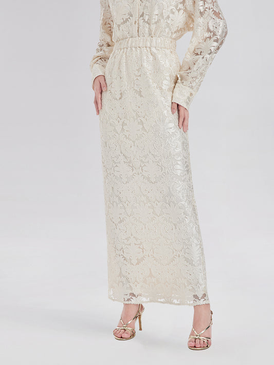 Modern Chinese Burnout Midi Skirt