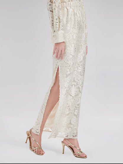 Modern Chinese Burnout Midi Skirt