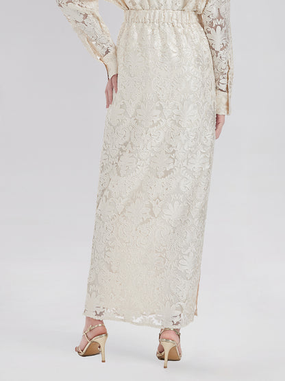 Modern Chinese Burnout Midi Skirt