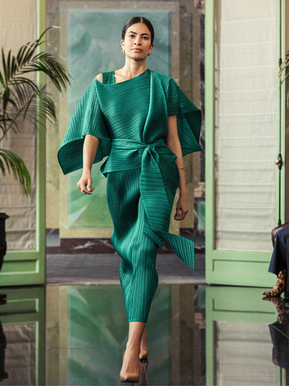High-End Pleated Dress Set