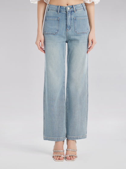 Breathable Straight Leg Denim Jeans