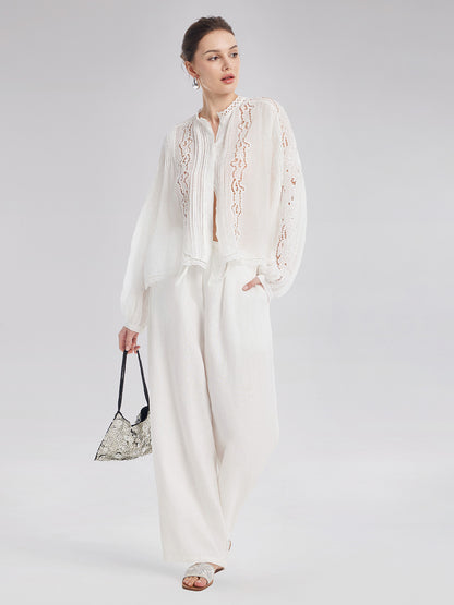 Adjustable Linen Straight Pants