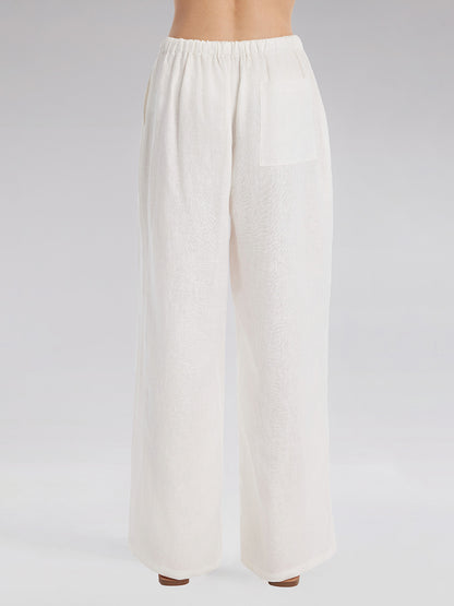 Adjustable Linen Straight Pants