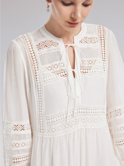 Cutout Embroidered Lacing Dress