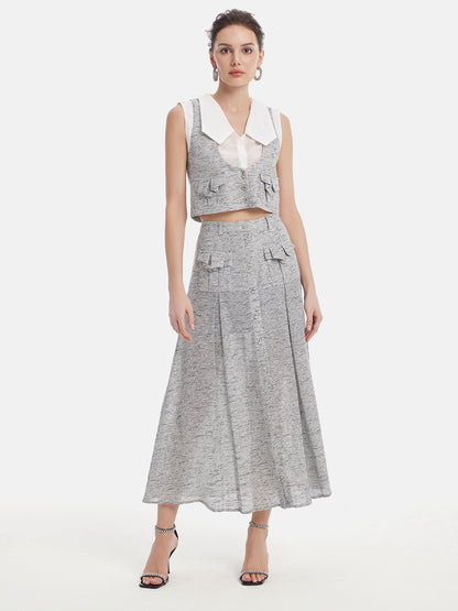 Light Grey Minimalist A-line Skirt