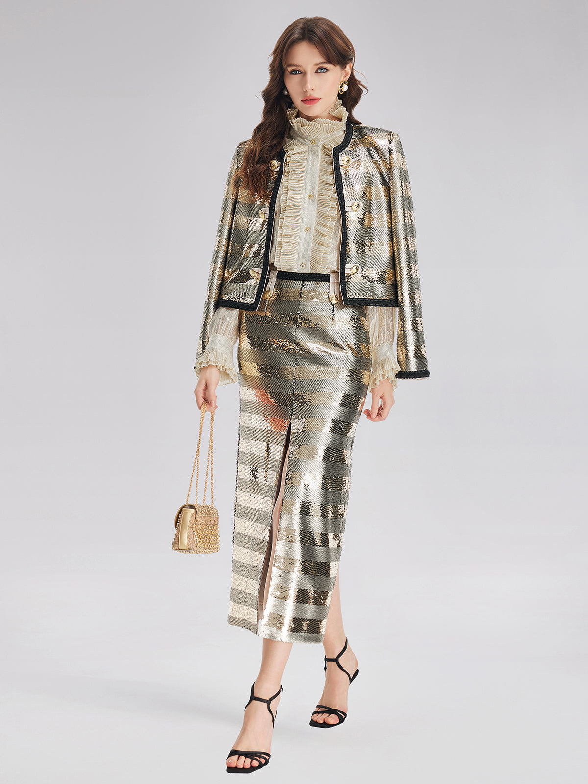 Gilded Sequin Striped Jacket