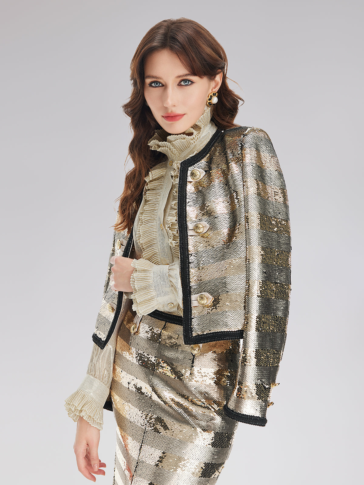 Gilded Sequin Striped Jacket