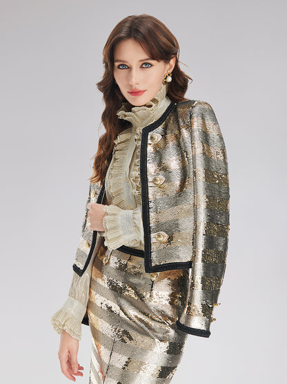 Gilded Sequin Striped Jacket