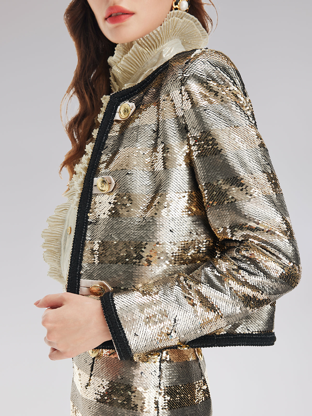 Gilded Sequin Striped Jacket