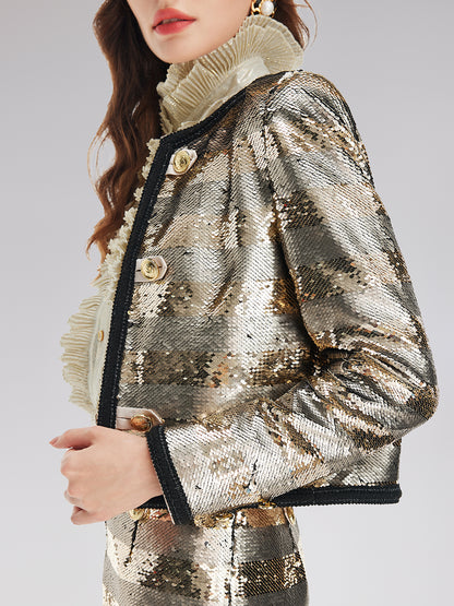Gilded Sequin Striped Jacket