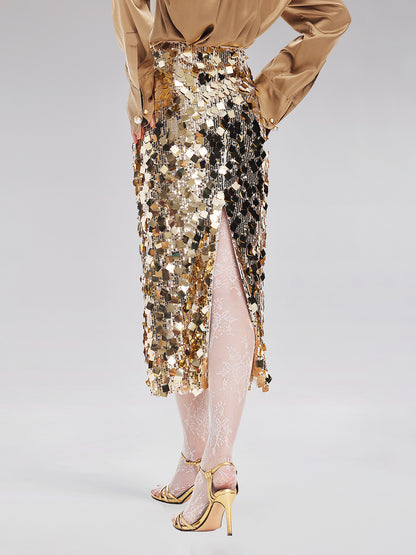 Gold Sequin Rock Skirt