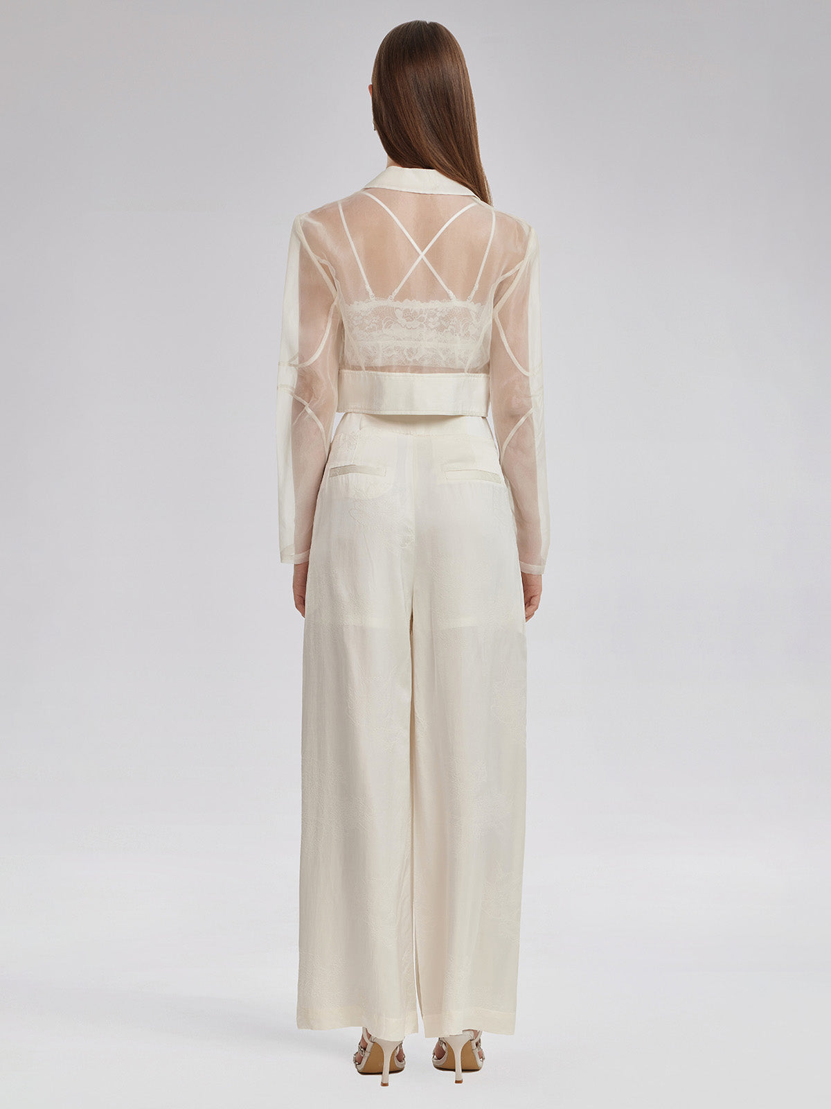 Silk Jacquard Satin Cargo Pants