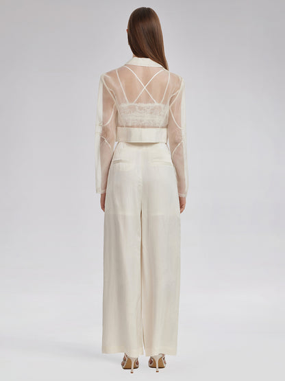 Silk Jacquard Satin Cargo Pants