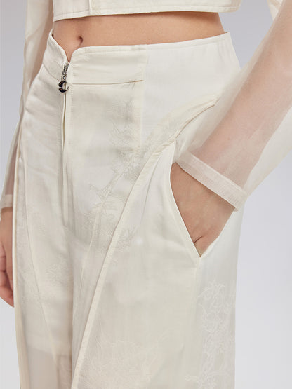 Silk Jacquard Satin Cargo Pants