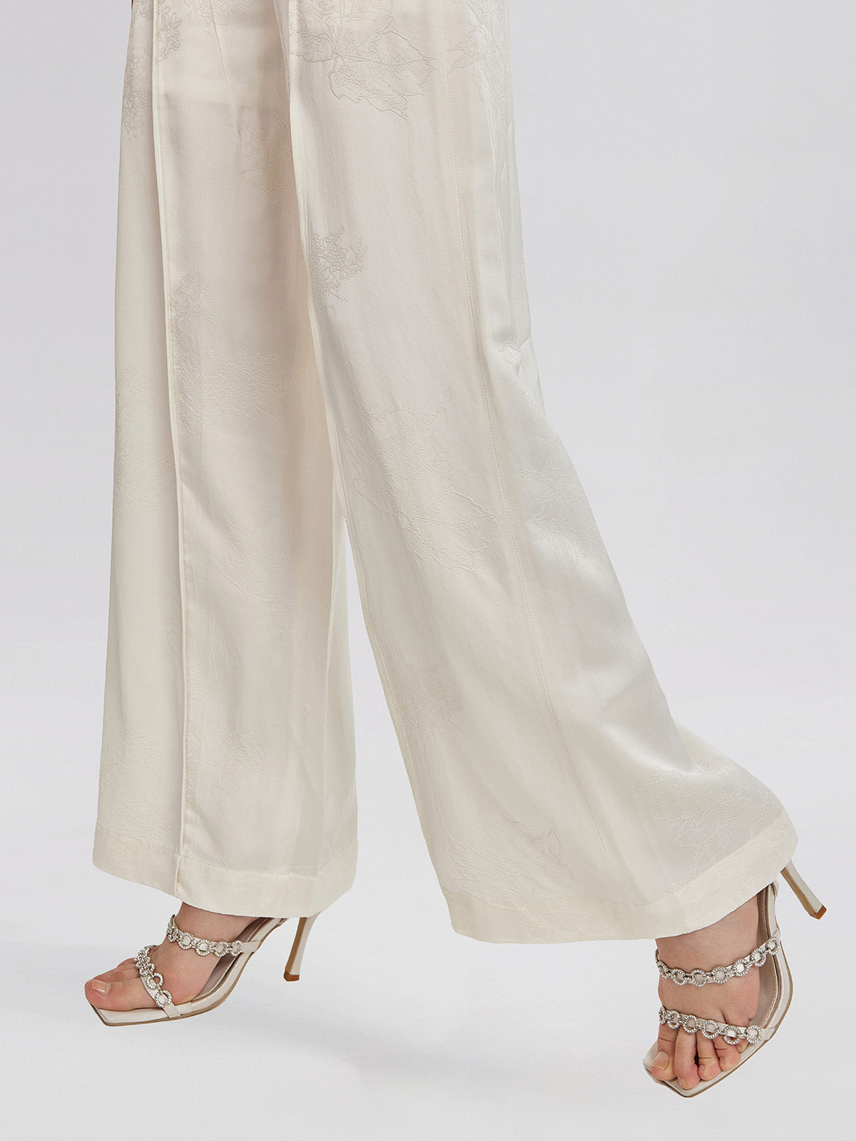 Silk Jacquard Satin Cargo Pants