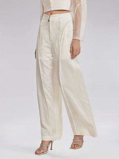 Silk Jacquard Satin Cargo Pants