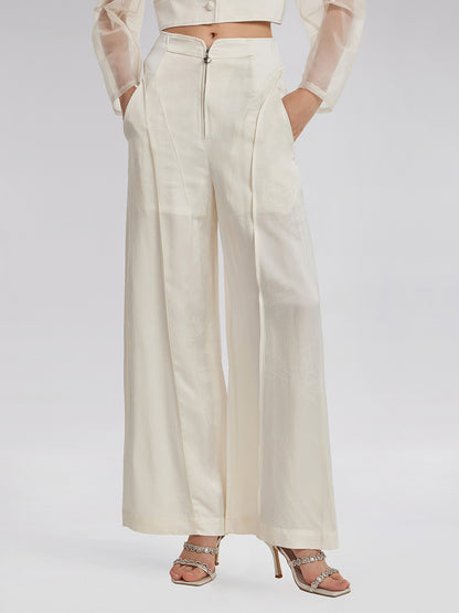 Silk Jacquard Satin Cargo Pants