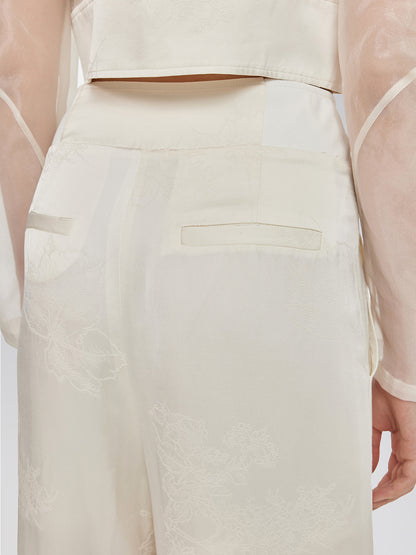 Silk Jacquard Satin Cargo Pants