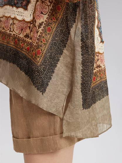 Ramie Print Lace Shirt