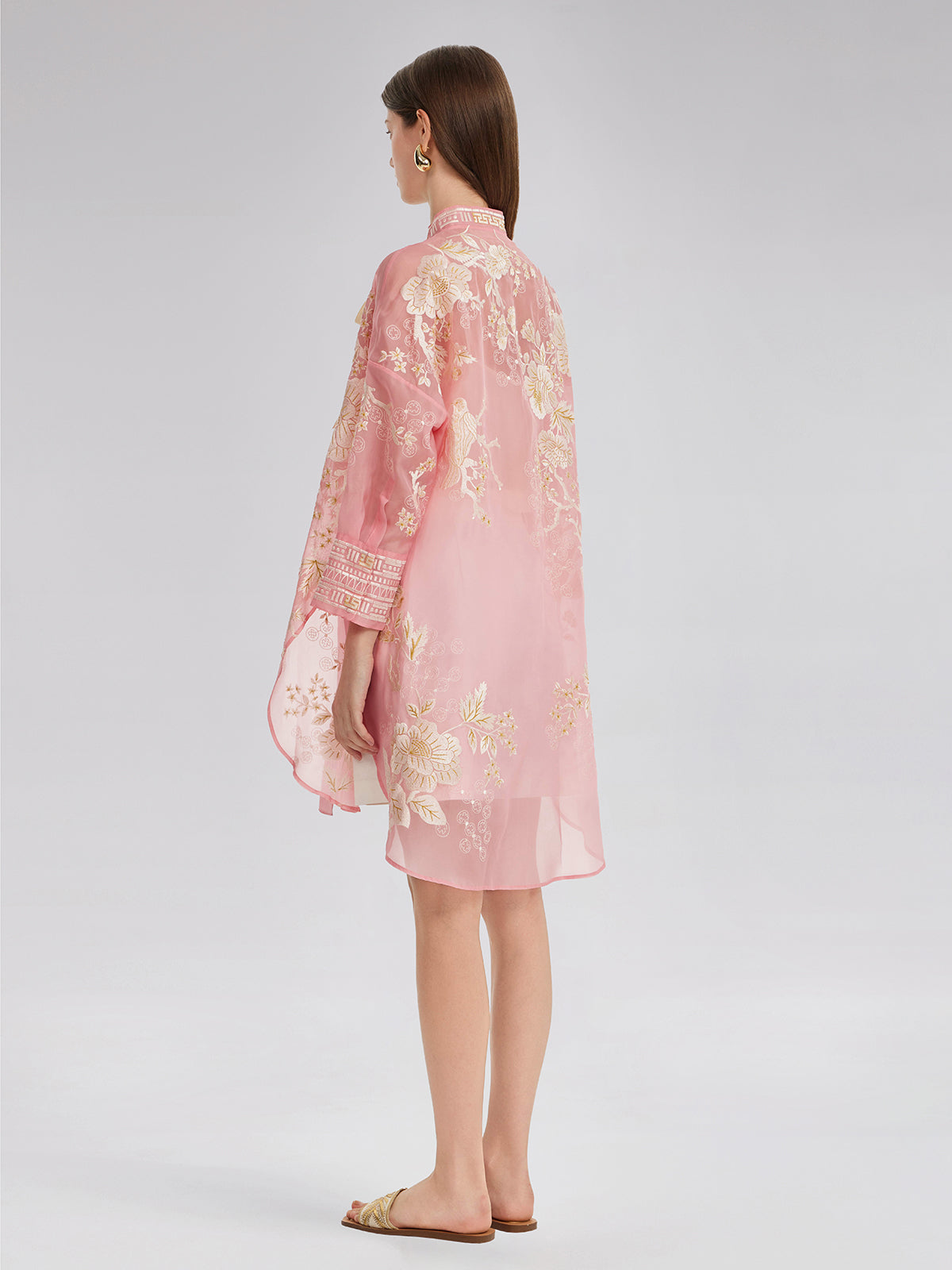 Mulberry Silk Jacquard Long Top
