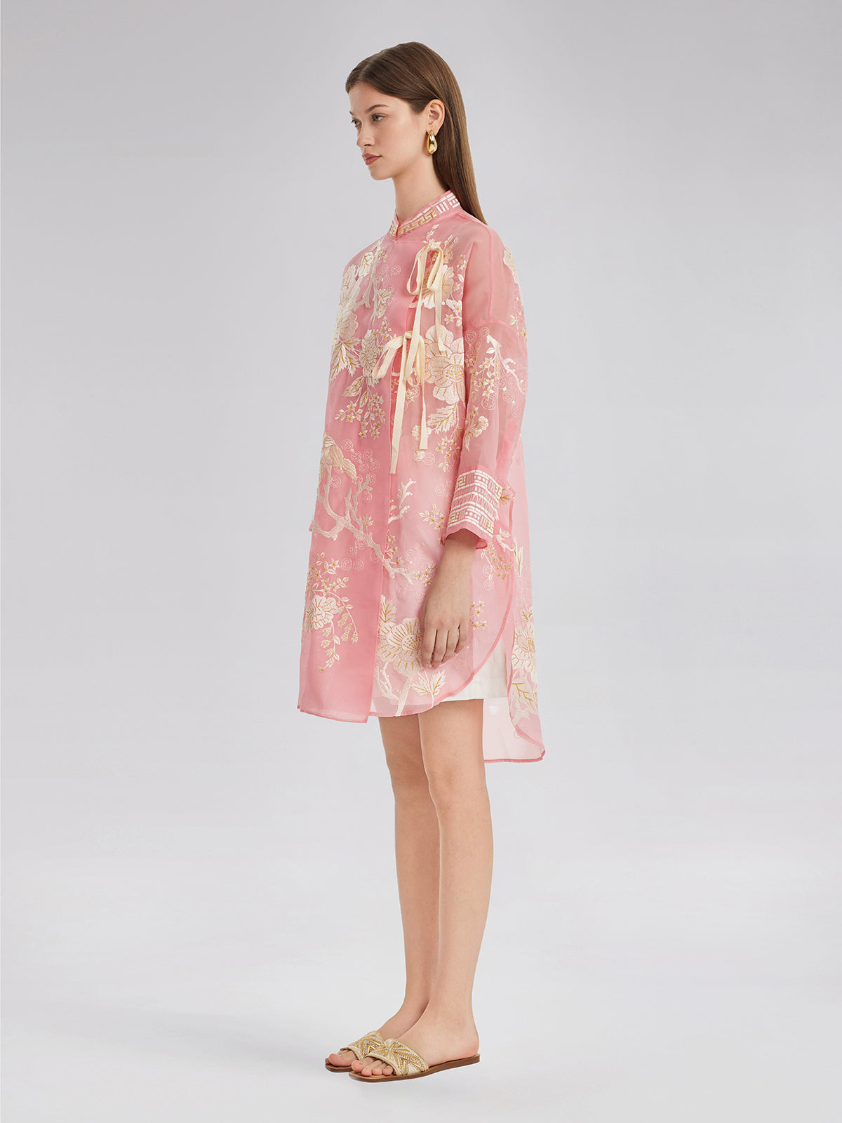 Mulberry Silk Jacquard Long Top