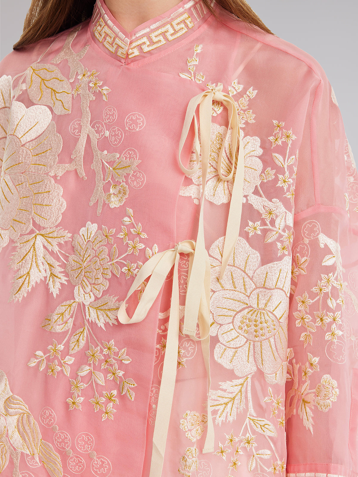 Mulberry Silk Jacquard Long Top