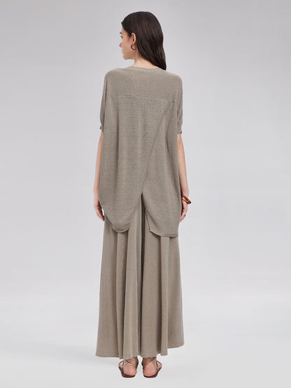 Knitted Tie-Waist Casual Pants