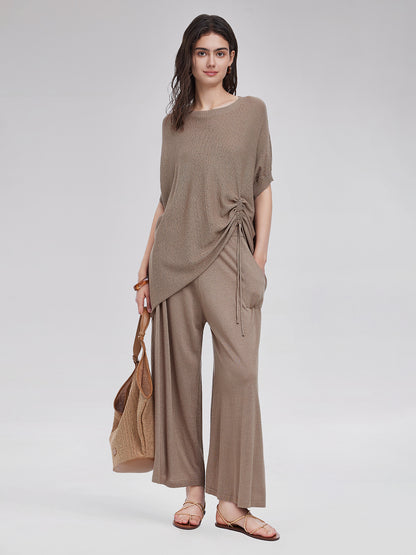 Knitted Tie-Waist Casual Pants