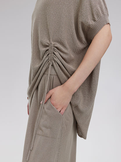 Knitted Tie-Waist Casual Pants