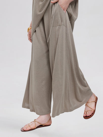 Knitted Tie-Waist Casual Pants