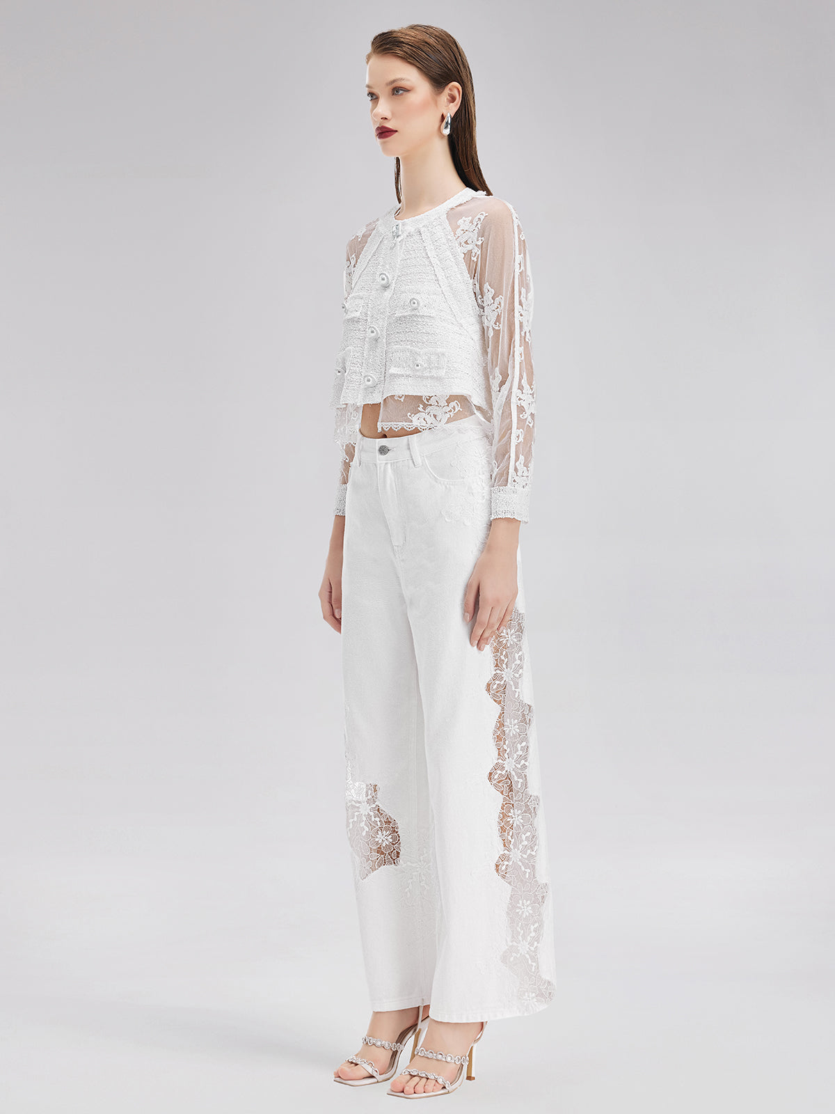 Lace Embroidery Patchwork Jeans