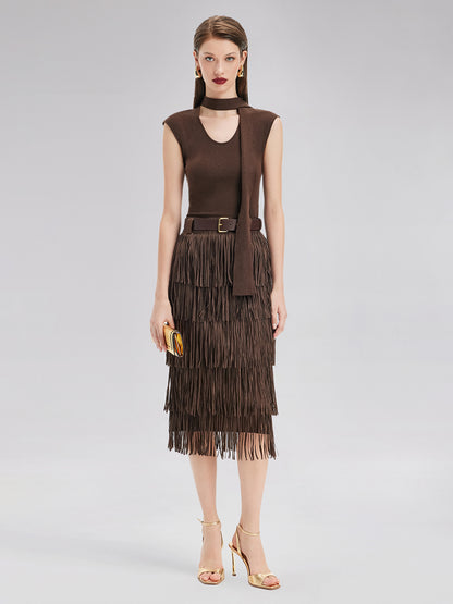 Western Knight Fringe Skirt - Star Queen