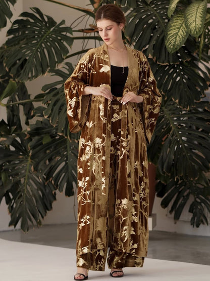 Gold Silk Foil Velvet Trousers (No Belt)