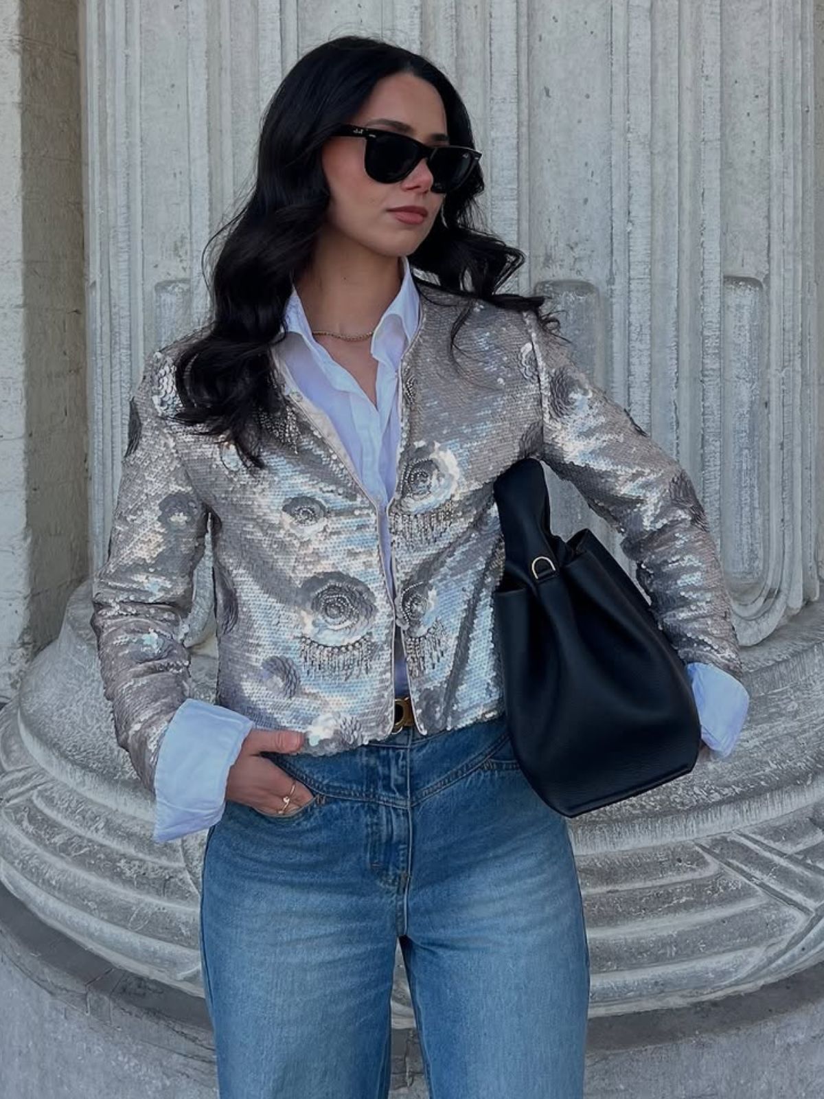 Embellished Sequined Short Coat