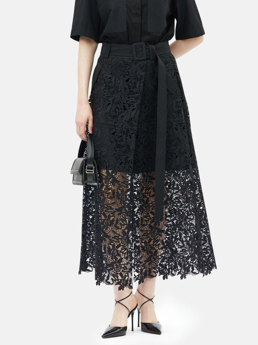 Final Sale | Semi Sheer Lace Midi Cargo Skirt