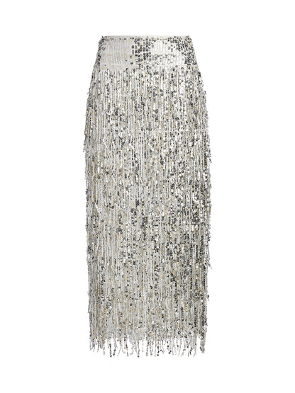 Tassel Sequin Midi Skirt