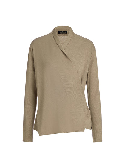 Premium Cashmere Cross-Neck Wrap Top