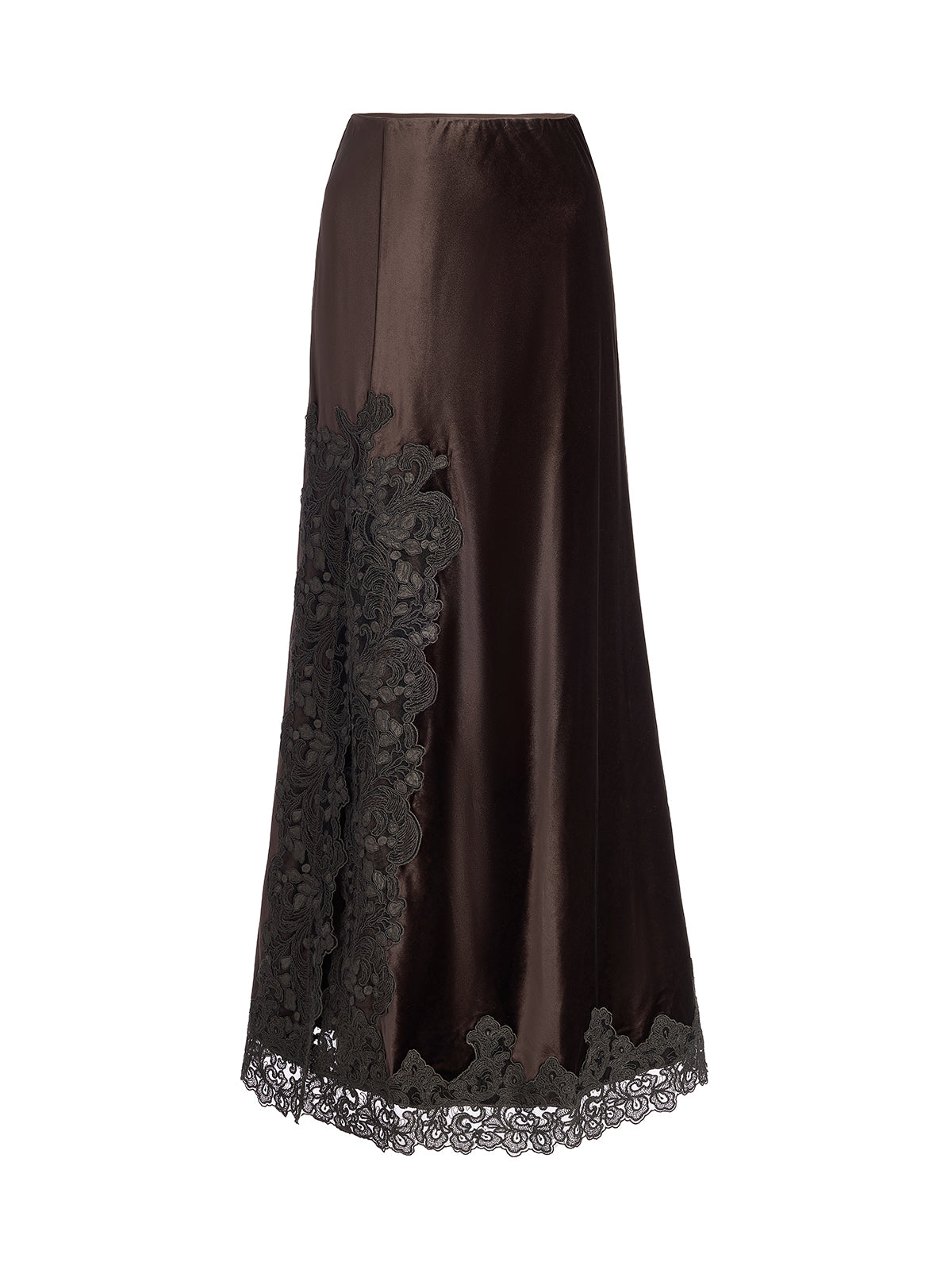 French Lace Velvet Skirt with Slit