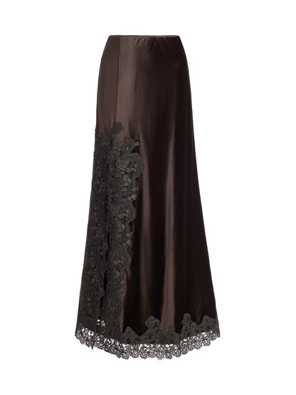 French Lace Velvet Skirt with Slit