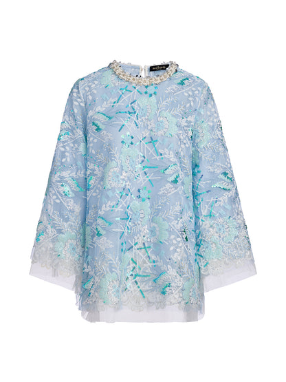 French Custom Embroidery Sequin Cape Top