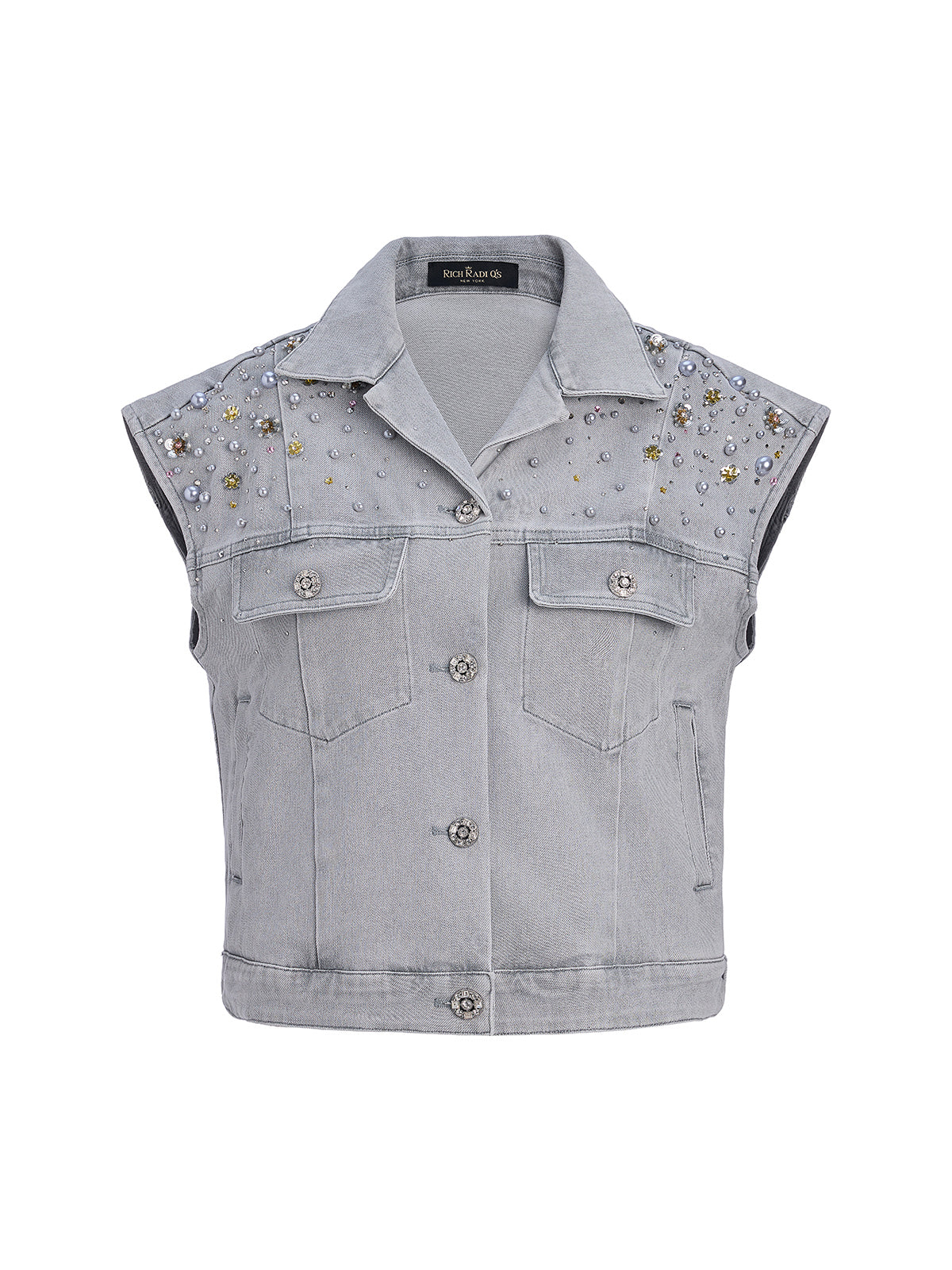 Final Sale | Hand-Beaded Soft Denim Vest